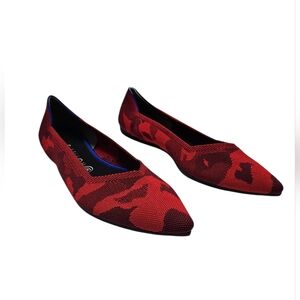 Rothy's The Point red camo knit flats 11.5